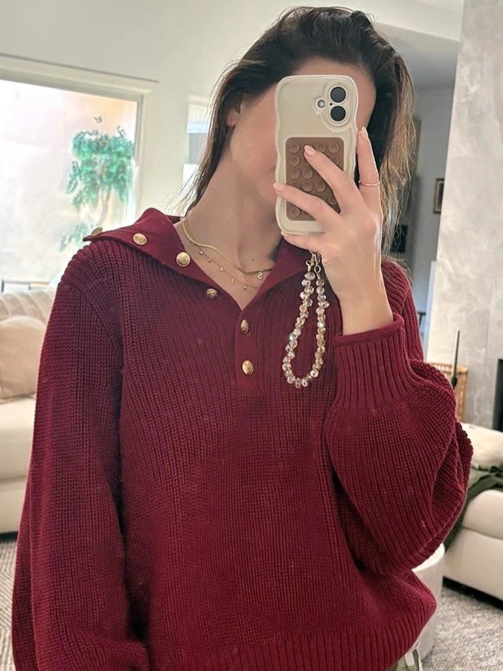 J.CREW Ribbed Cotton Button-Collar Sweater Medium